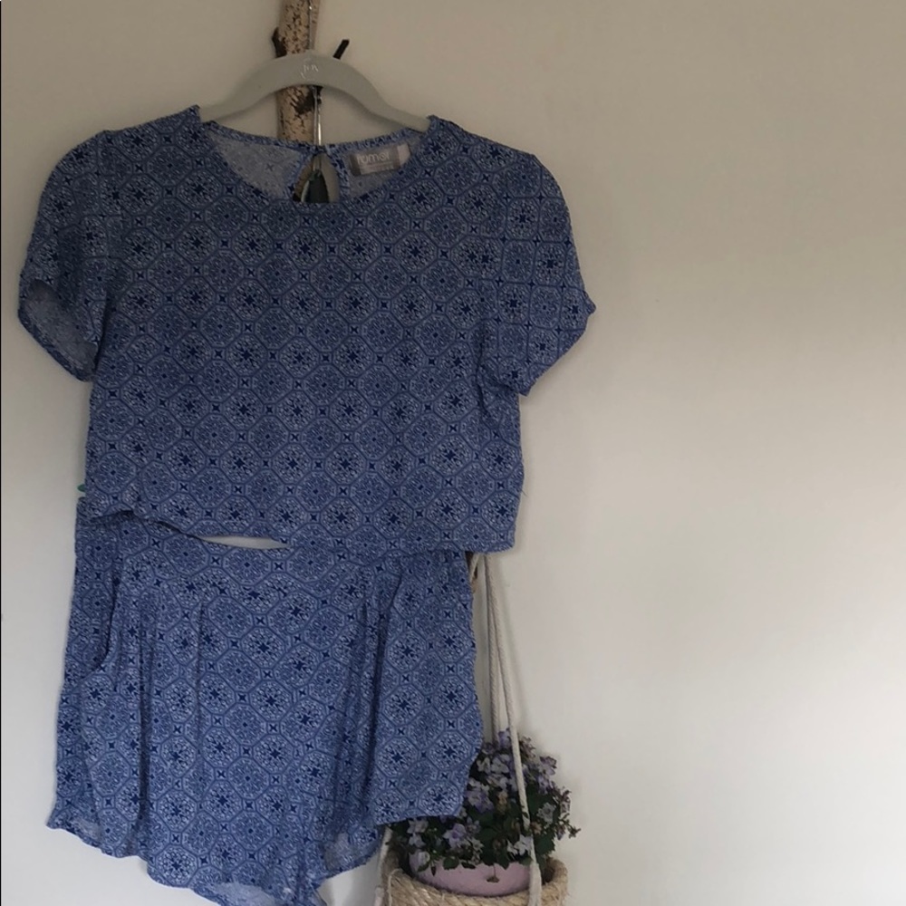 Blue patterned two piece set
